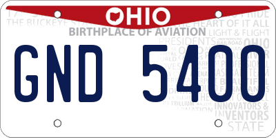 OH license plate GND5400