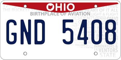OH license plate GND5408