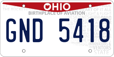 OH license plate GND5418