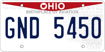 OH license plate GND5450
