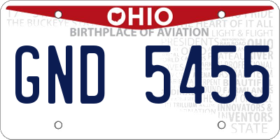 OH license plate GND5455