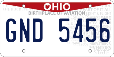 OH license plate GND5456