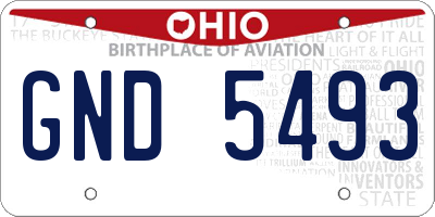 OH license plate GND5493