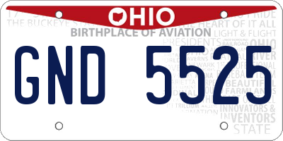 OH license plate GND5525