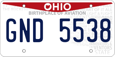 OH license plate GND5538