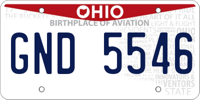 OH license plate GND5546
