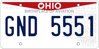 OH license plate GND5551