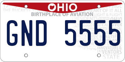 OH license plate GND5555