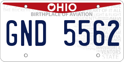 OH license plate GND5562