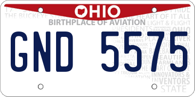 OH license plate GND5575