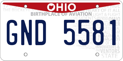OH license plate GND5581