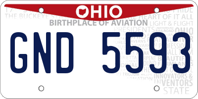 OH license plate GND5593