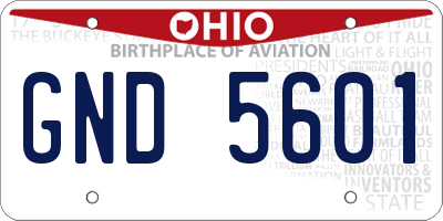 OH license plate GND5601