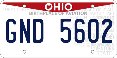OH license plate GND5602