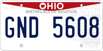 OH license plate GND5608