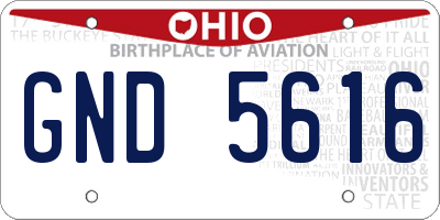 OH license plate GND5616
