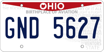 OH license plate GND5627