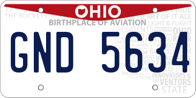 OH license plate GND5634