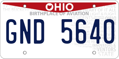 OH license plate GND5640