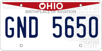 OH license plate GND5650