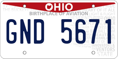 OH license plate GND5671