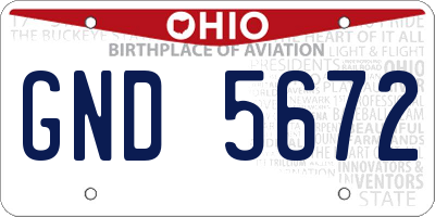 OH license plate GND5672