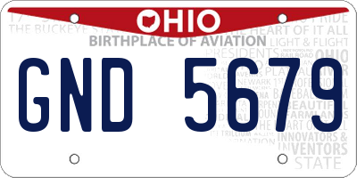 OH license plate GND5679