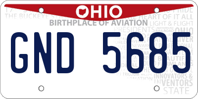 OH license plate GND5685