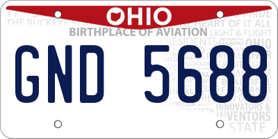 OH license plate GND5688