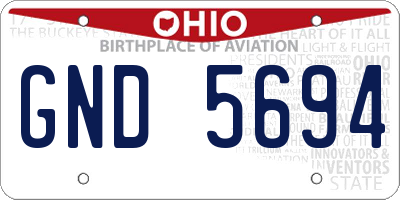 OH license plate GND5694