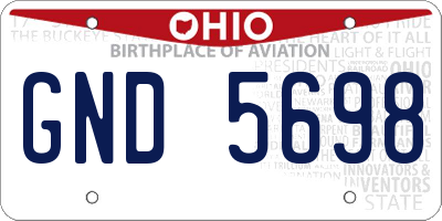 OH license plate GND5698