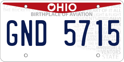 OH license plate GND5715
