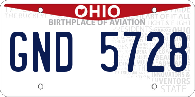 OH license plate GND5728