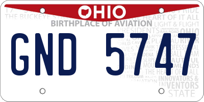 OH license plate GND5747