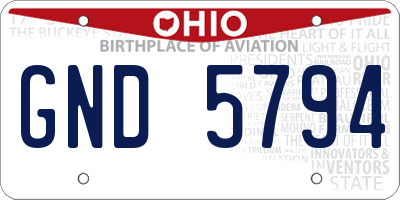 OH license plate GND5794