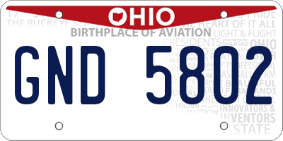 OH license plate GND5802