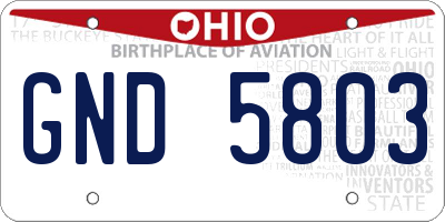 OH license plate GND5803