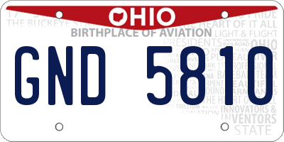 OH license plate GND5810