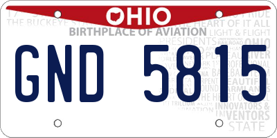 OH license plate GND5815