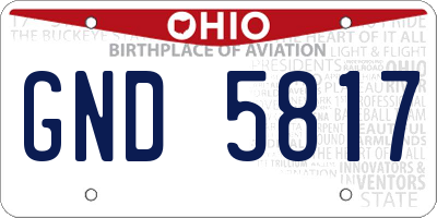 OH license plate GND5817