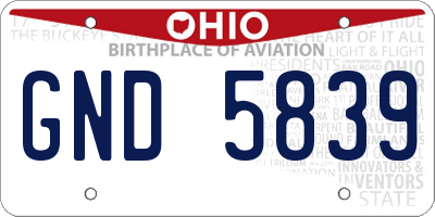 OH license plate GND5839