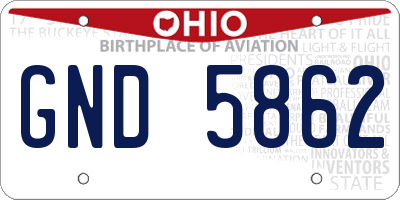 OH license plate GND5862
