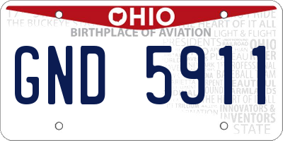 OH license plate GND5911