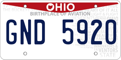 OH license plate GND5920