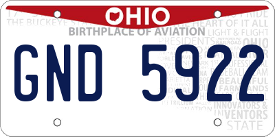 OH license plate GND5922