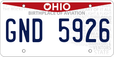 OH license plate GND5926