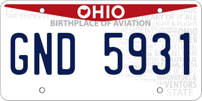 OH license plate GND5931