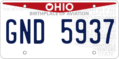 OH license plate GND5937