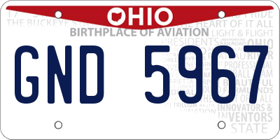 OH license plate GND5967