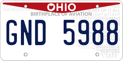 OH license plate GND5988